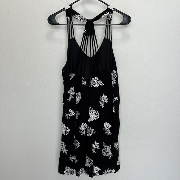 Sequin Hearts | Black & White Floral Embroidered Dress Strapped Back Small - Picture 4 of 8